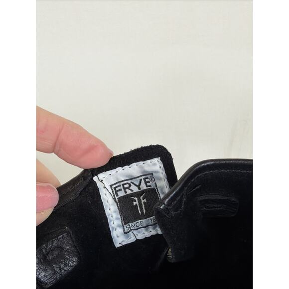 Frye Black Moto Boot Womens Size 7 Short Bootie Black Leather w/ Buckles - Picture 6 of 9